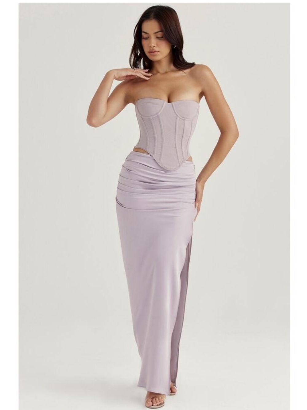 House of CB Lilac Strapless Corset Maxi corset and skirt